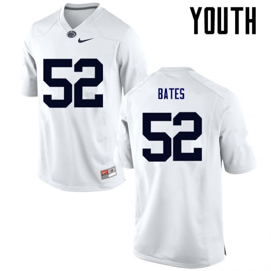 Sale - White Ryan Bates #52 PSU Nittany Lions Youth Official University Football Jersey