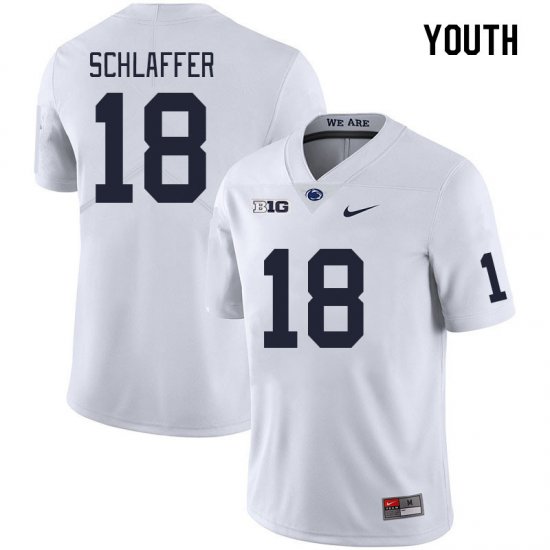 Sale - White Joey Schlaffer #18 PSU Nittany Lions Youth Official College Football Jersey