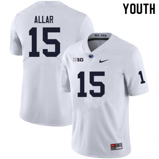 Sale - White Drew Allar #15 PSU Nittany Lions Youth Classic High School Football Jersey